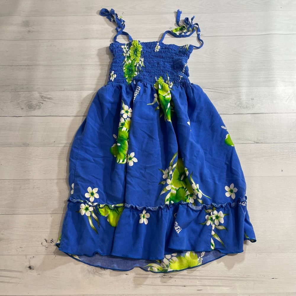 Aloha Fashion Hawaii girls dress blue green size 6
